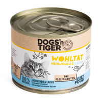 Produktbild von Dogs'n Tiger Wohltat Katzennassfutter Adult Huhn & Lachs Stückchen in Sauce getreidefrei 6 x 200 g - 6 x 200 g