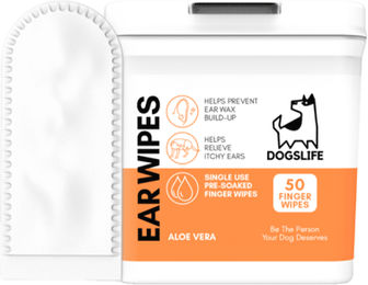 DogsLife Hundeohren-Reinigungstücher mit Aloe Vera für alle Altersstufen 50 Stück – Bild 1 von 7
