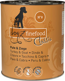 Produktbild von Dogz Finefood Classic No. 08 Hundefutter Pute und Ziege 800 g