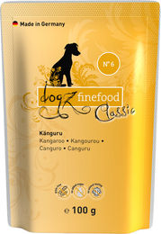 Produktbild von Dogz Finefood Hundefutter Nass Känguru Getreidefrei und Zuckerfrei mit hohem Fleischanteil 12 x 100 g Beutel - 12 x 100 g