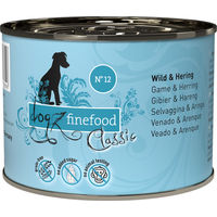 Produktbild von Dogz Finefood Hundefutter Nass Wild und Hering Getreidefrei und Zuckerfrei mit hohem Fleischanteil 6 x 200 g Dose - 6 x 200 g