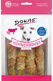 Produktbild von Dokas Hühnerbrust Kaurolle mit Rind Kausnack 5x90g