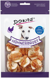 Produktbild von Dokas Hundeschleckerei Trockenfleisch Hühnerbrust mit Banane für Hunde Adult 560 g