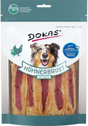 Produktbild von Dokas Hundesnack Trockenfleisch Hühnerbrust mit Ente 2x220g