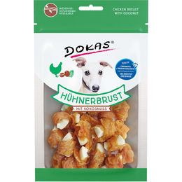 Produktbild von Dokas Hundetrockenfleisch Hühnerbrust mit Kokosnuss 3x60g