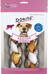 Dokas Kauzopf mit Fischhaut und Rind Kausnack für Hunde 4x120g – Bild 1 von 2