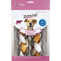 Produktbild von Dokas Kauzopf mit Fischhaut und Rind Kausnack für Hunde 4x120g