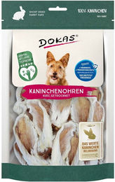 Produktbild von Dokas Naturkauartikel Kaninchenohren mit Fell getrocknet für erwachsene Kaninchen 7x100g