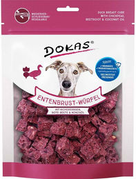 Produktbild von Dokas Trockenfleisch Entenbrust-Würfel mit Kichererbsen, Rote Beete und Kokosöl 4x150g