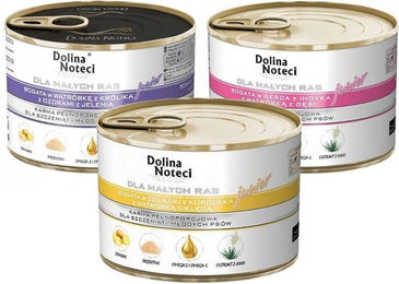 Produktbild von Dolina Noteci Junior Premium Hundefutter für Welpen kleiner Rassen mit hohem Fleischanteil 12x185g - 12 x 185 g