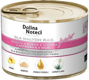 Produktbild von DOLINA NOTECI Premium Junior Hundefutter für kleine Rassen mit Putenherz und Gänseleber 185g - 12 x 185 g