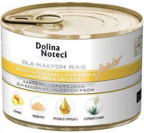 Produktbild von DOLINA NOTECI Premium Junior Hundefutter Hähnchenmagen und Kalbsleber für kleine Rassen mit hohem Fleischanteil 185 g x 10 Stück - 10 x 185 g