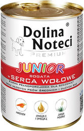 Dolina Noteci Premium Junior Hundefutter Rinderherzen Stückchen in Sauce 48 x 400 g glutenfrei - 48 x 400 g – Bild 1 von 1