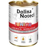 Produktbild von Dolina Noteci Premium Junior Hundefutter Rinderherzen Stückchen in Sauce 48 x 400 g glutenfrei - 48 x 400 g