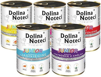 Produktbild von Dolina Noteci Premium Junior Mix Nassfutter für Hunde mit Fleischsorten in Sauce getreidefrei 12x400g