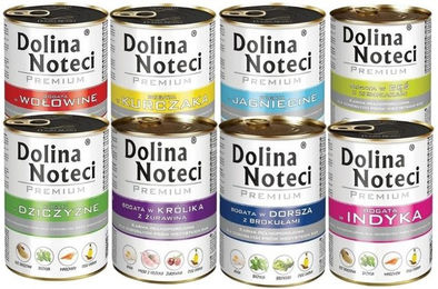 Produktbild von Dolina Noteci Premium Mix Hundefutter Adult Stückchen in Sauce mit hohem Fleischanteil 10x400g