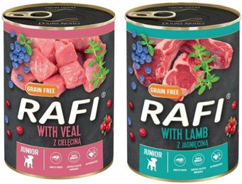 Produktbild von Dolina Noteci RAFI Junior Mix Hundefutter mit Kalb und Lamm für Welpen 36x400g