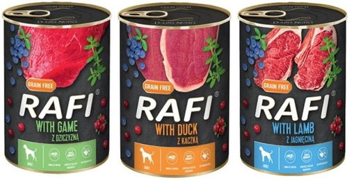 Produktbild von Dolina Noteci Rafi Mix Hundefutter Wild Lamm Ente mit hohem Fleischanteil 36x400g