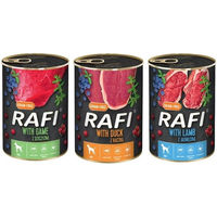 Produktbild von Dolina Noteci Rafi Mix Hundefutter Wild Lamm Ente mit hohem Fleischanteil 36x400g