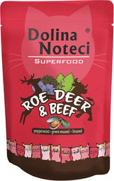 Produktbild von Dolina Noteci Superfood Hundefutter Adult Rehwild und Rind Getreidefrei mit hohem Fleischanteil 10 x 85 g - 10 x 85 g
