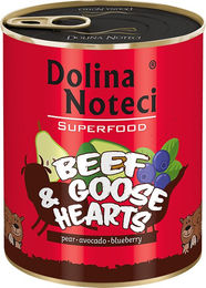 Produktbild von Dolina Noteci Superfood Hundefutter Adult Rind und Gänseherzen getreidefrei 12 x 800 g - 12 x 800 g
