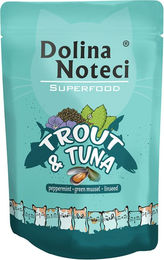 Produktbild von Dolina Noteci Superfood Katzenfutter Adult Forelle und Thunfisch getreidefrei 10 x 85 g - 10 x 85 g