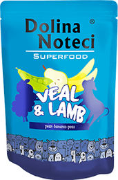 Produktbild von DOLINA NOTECI SuperFood Nassfutter Kalb und Lamm für Hunde Adult Getreidefrei mit hohem Fleischanteil 300 g