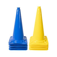 Produktbild von Dönges Leitkegel-Set aus Kunststoff mit 10 Pylonen in Gelb und Blau 480 mm hoch für Pferdetraining und Agility