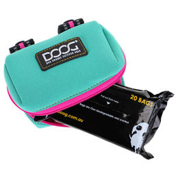 DOOG Walkie Pouch Rin Tin Tin Kotbeutelspender aus Neopren in Grün/Rosa inklusive 20 Hundekotbeuteln – Bild 1 von 4