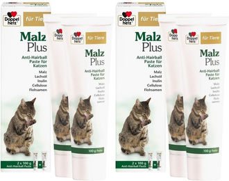 Produktbild von Doppelherz für Tiere Malz Plus Paste für Katzen zur Unterstützung von Haut, Fell und Magen-Darm sowie zur Reduktion von Haarballen für alle Altersstufen