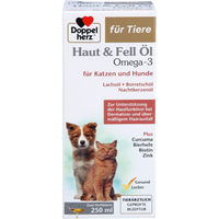Produktbild von Doppelherz Haut & Fell Öl Omega 3 für Hunde und Katzen zur Unterstützung der Hautfunktion 250 ml