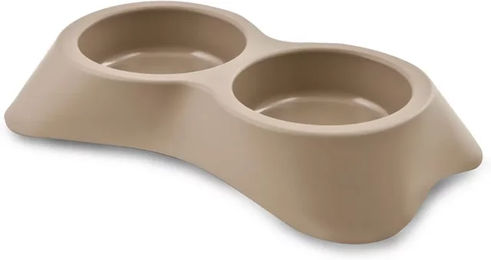 Produktbild von Doppelschüssel aus Kunststoff für Katzen von Martin Sellier in Braun und Beige