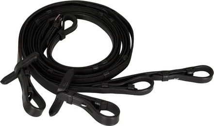 Produktbild von Doppelte Pferdezügel aus Leder mit rutschfestem Griff von Imperial Riding in Schwarz