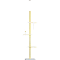 Produktbild von Dopwii Höhenverstellbarer Kratzbaum mit Deckenspanner aus Sisal und Polyester in Gelb Weiß oder Blau