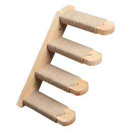 Dopwii Katzen-Kletterwand aus Gummibaumholz mit Sisal und Treppe zur Wandmontage – Bild 1 von 2