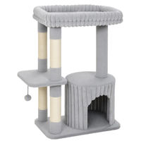 Produktbild von Dopwii Katzenbaum 93 cm mit 3 Stufen, Sisal-Kratzstämmen, Kuschelhöhle und Liegefläche für Katzen bis 6 kg