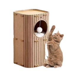 Dopwii Katzenbaum mit Filz und doppelschichtigem Katzenkorb kompakt für kleine Räume – Bild 1 von 1