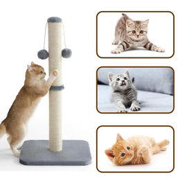 Dopwii Katzenkratzsäule mit Spielball aus Sisal in Grau 40x40x80cm – Bild 1 von 2
