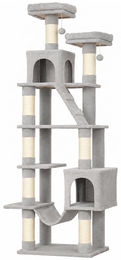 Dopwii Kratzbaum für Katzen 204 cm mit Höhlen und Leiter in Hellgrau – Bild 1 von 2