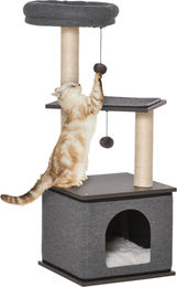 Dopwii Kratzbaum für Katzen aus Sisal und Spanplatte in Dunkelgrau 40 x 40 x 104 cm – Bild 1 von 3