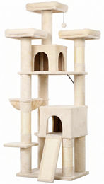 Dopwii Kratzbaum für Katzen bis 6 kg mit 3 Kratzstämmen, Liegeflächen, Spielball und Hängematte, 184 cm hoch – Bild 1 von 1