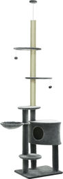 Dopwii Kratzbaum für Katzen in Dunkelgrau mit Katzenhöhle, Hängematte und Spielbällen, deckenhoch 220-265 cm – Bild 1 von 1