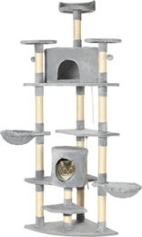 Dopwii Kratzbaum für Katzen mit 2 Hängematten, 2 Katzenhöhlen und Spielzeug in Hellgrau – Bild 1 von 1