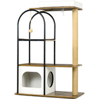 Produktbild von Dopwii Kratzbaum für Katzen mit 4 Etagen, Katzenhaus und Spielball, Braun/Weiß, 80x40x118,5 cm