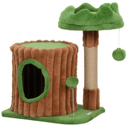 Dopwii Kratzbaum für Katzen mit Höhle und Jutestämmen im Baumstamm-Design Braun Grün 53 cm hoch – Bild 1 von 1