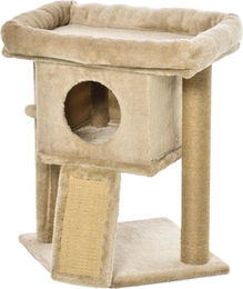 Dopwii Kratzbaum für Katzen mit Jute-Kratzmatte, Liegeplattform, Spielball und Katzenhaus in Kaffeebraun 40 x 40 x 57 cm – Bild 1 von 1