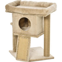 Produktbild von Dopwii Kratzbaum für Katzen mit Jute-Kratzmatte, Liegeplattform, Spielball und Katzenhaus in Kaffeebraun 40 x 40 x 57 cm