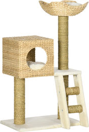 Dopwii Kratzbaum für Katzen mit Katzenhaus und Sisal-Kratzsäulen in Weiß/Natur mit waschbaren Kissen 100,5 x 57 x 37 cm – Bild 1 von 2