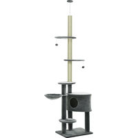 Produktbild von Dopwii Kratzbaum für Katzen mit Katzenhöhle, Hängematte und Spielbällen, deckenhoch 220-265 cm, Dunkelgrau