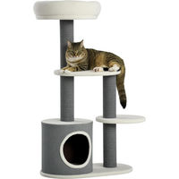Produktbild von Dopwii Kratzbaum für Katzen mit Katzenhöhle, Katzenbett, 2 Plattformen und Jute-Seilpfosten in Weiß und Grau